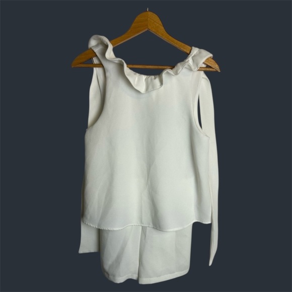 Do+Be Romper Old Money White Ruffle Sleeveless Career Professional Size S - Picture 1 of 15